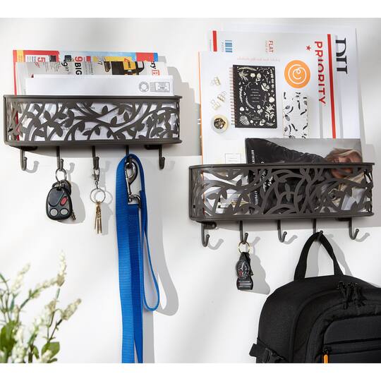 Large Wall Mount Mail & Key Organizer Bronze